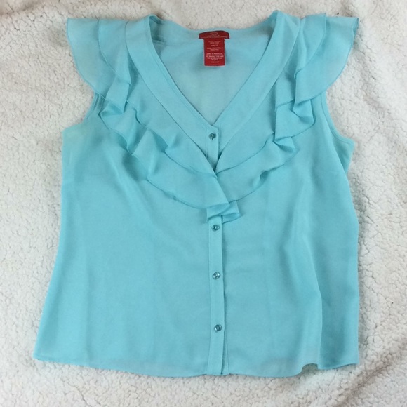 Oscar de la Renta Tops - Oscar seafoam color cap sleeve blouse. Size 12 EUC
